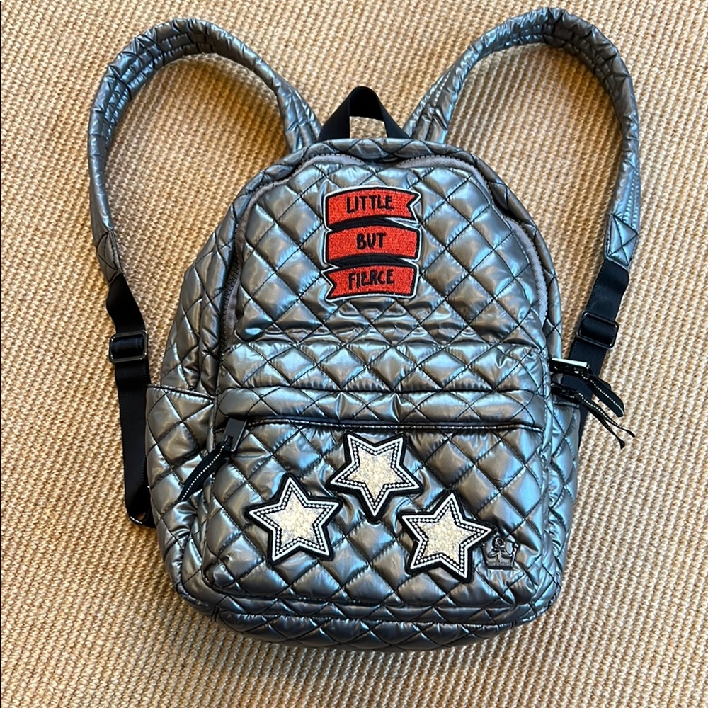 Oliver Thomas 24-7 Tablet Backpack Gray Quilted Nylon - “Little But Fierce”